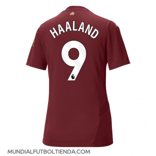 Camiseta Manchester City Erling Haaland #9 Tercera Equipación Replica 2024-25 para mujer mangas cortas